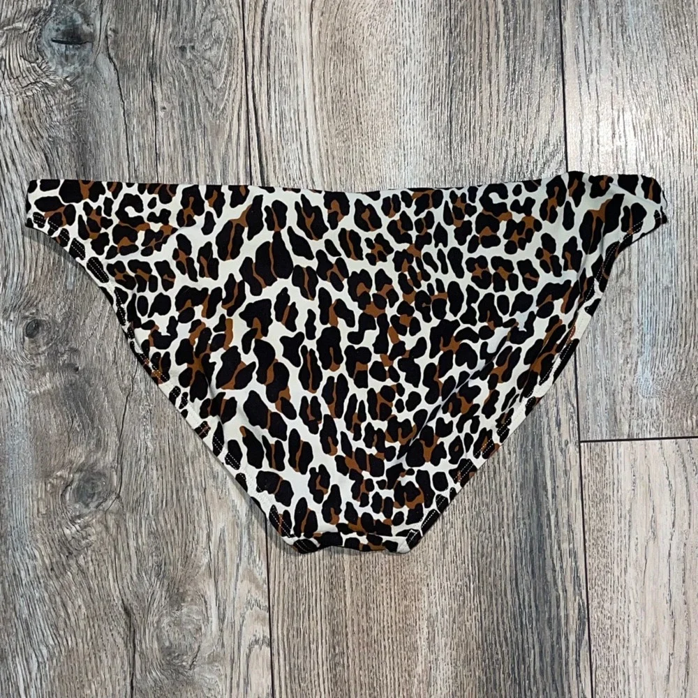 Tory Burch‎ Leopard Print Bikini Bottom Gold Logo Hardware Animal Print Small